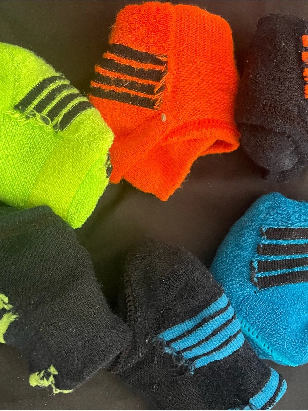 6 Pairs Boys Athletic Ankle No-Show Socks Bundle Bright GoDry big kid Size 3-9 M